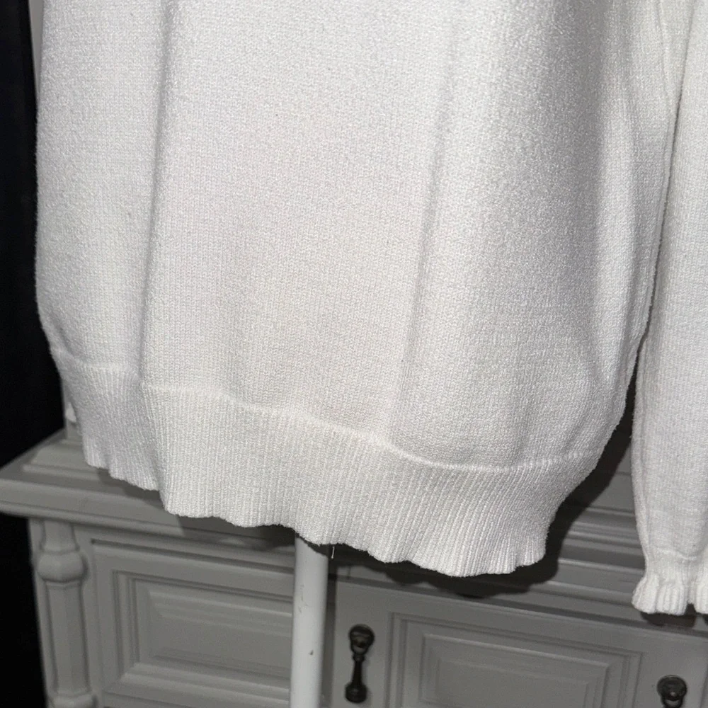 BTFBM Women's White Ruffled Sweater with Brown Buttons Size Small - Picture 5 of 12